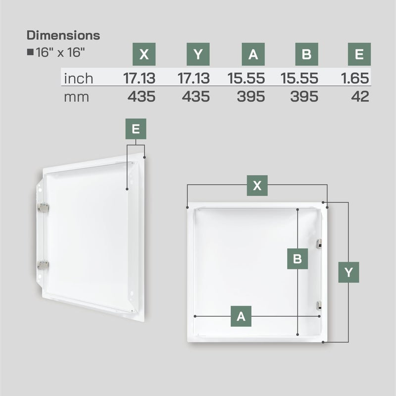 Vent Systems 16'' x 16'' Inch White Metal Access Panel with Click Function - Easy Access Doors - Access Panel for Drywall, Wall, Electrical and Plumbing Service Door - Image 2